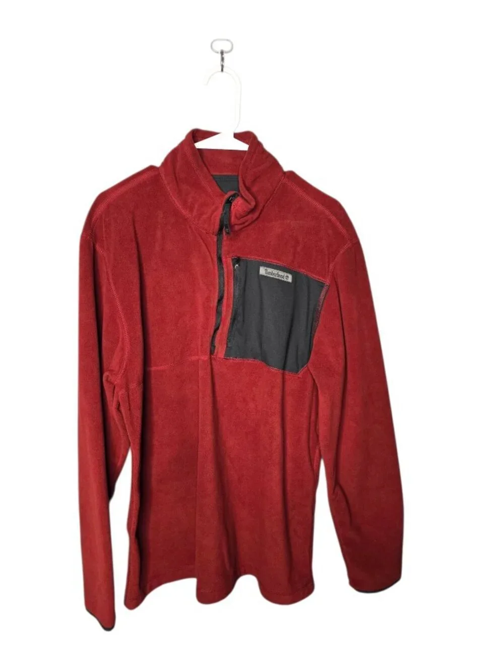 Timberland Red Fleece 1/2 Zip Pullover Jacket Large